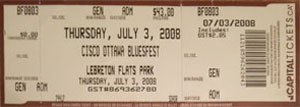 Ottawa Bluesfest July 3, 2008 Ticket Stub