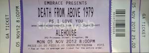 Death From Above 1979 Ticket Stub