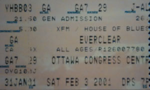 Everclear Ticket Stub