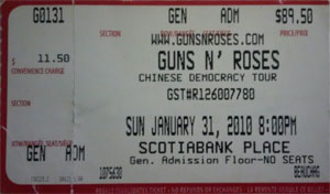 Guns N' Roses Ticket Stub