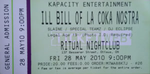 Ill Bill Ticket Stub