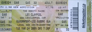 Les Claypool Ticket Stub