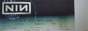 Nine Inch Nails Montréal Ticket Stub