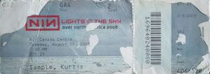 Nine Inch Nails Lights In The Sky Over North America Toronto Ticket Stub