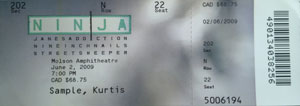 Nine Inch Nails Ticket Stub