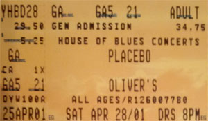 Placebo Ticket Stub