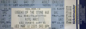 Queens of the Stone Age Ticket Stub