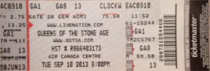 Queens of the Stone Age Ticket Stub