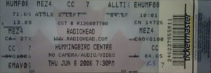 Radiohead Ticket Stub