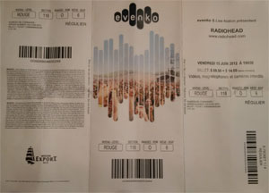 Radiohead Montréal Ticket Stub