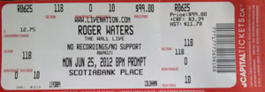 Roger Waters Ticket Stub