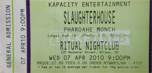 Slaughterhouse Ticket Stub