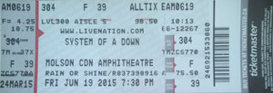 System of a Down Ticket Stub