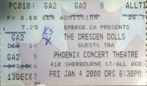 The Dresden Dolls Ticket Stub