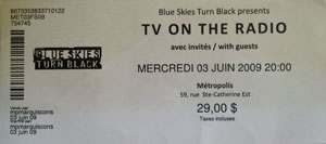 TV on the Radio Ticket Stub